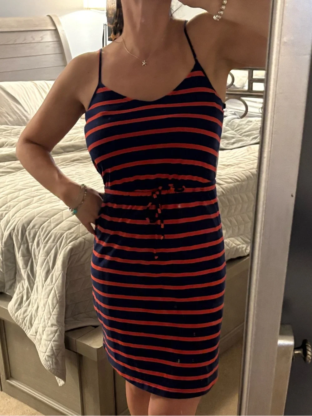 Old Navy | Dresses | Old Navy Navy And Red Striped Spaghetti Strap Dress |  Poshmark